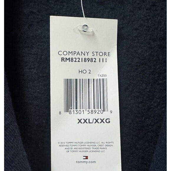 Tommy Hilfiger Sweater Mens 2XL Navy Blue White Button Up Cardigan Preppy Fleece - Picture 10 of 12